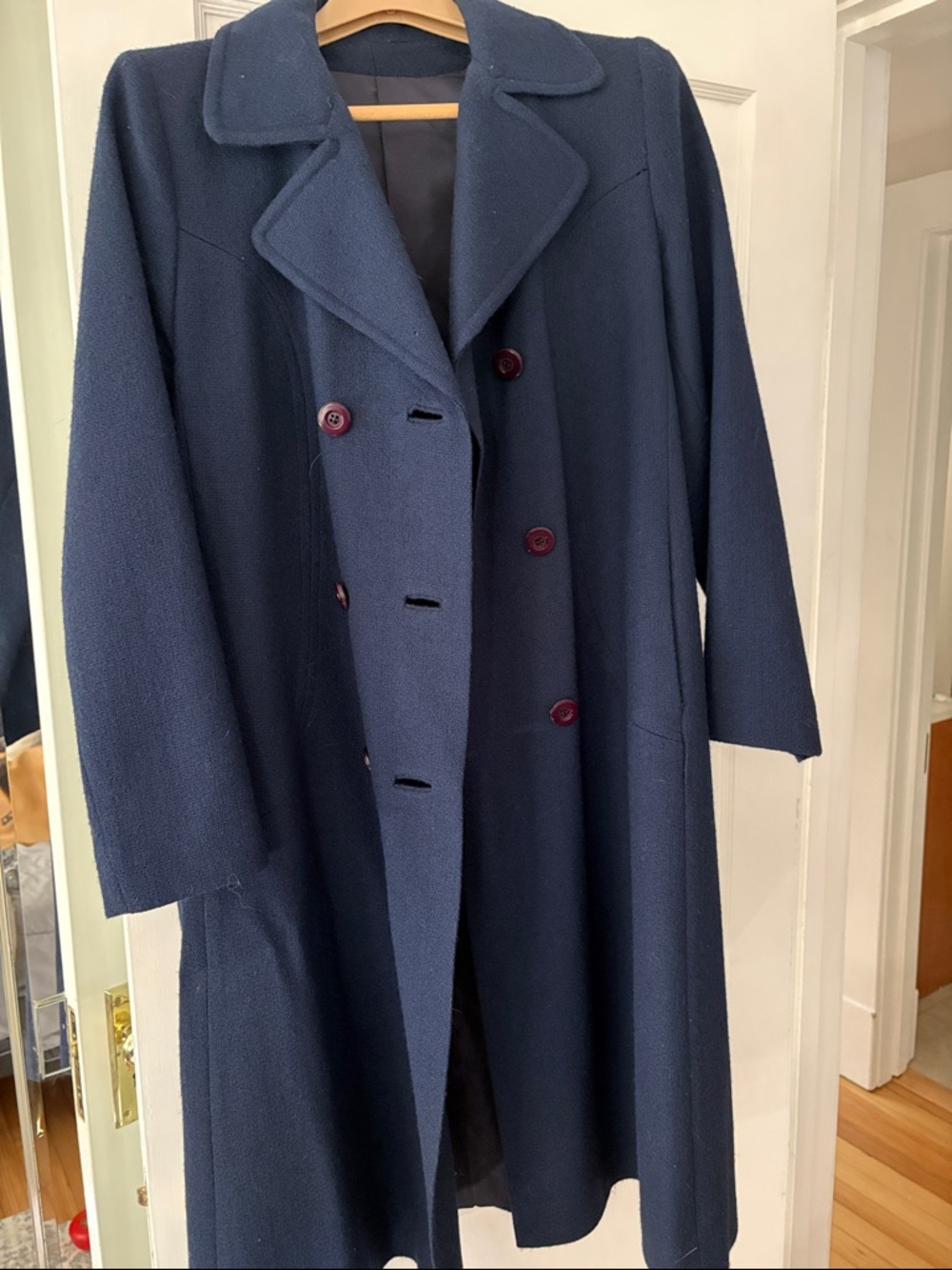 Classic Navy Double-Breasted Wool Coat